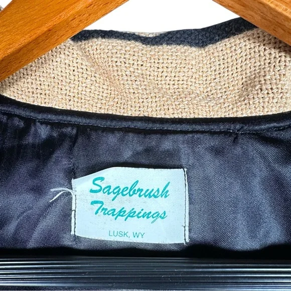 VINTAGE Cropped Horse Print Fringed Throw Blanket Western Jacket - Picture 13 of 14